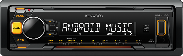 Kenwood KMM-103AY проигрыватель USB/FM янтарная
