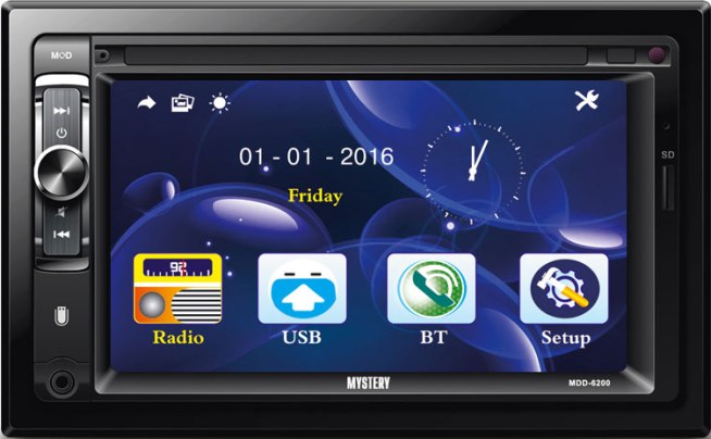 2DIN Mystery MDD-6200 USB/SD/BT экр.6.2" без диска