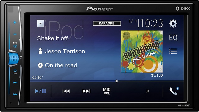 2DIN Pioneer MVH-A200VBT мон.6.2" вход USB/AUX/BT