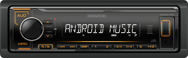 Kenwood KMM-104AY проигрыватель USB/FM янтарная